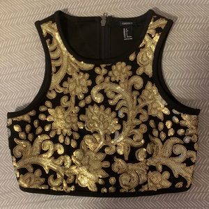 Gold sequin crop top